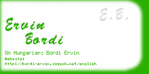 ervin bordi business card